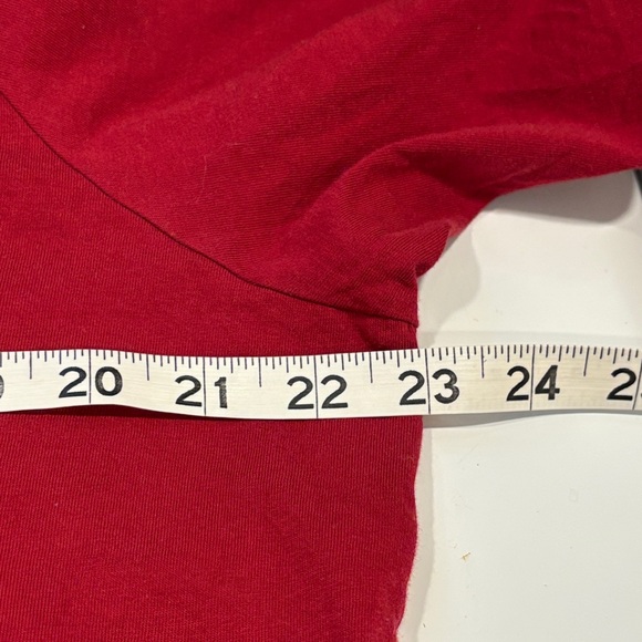 Life is Good Red Long Sleeve V-Neck Shirt with Winter Cabin - Picture 6 of 8